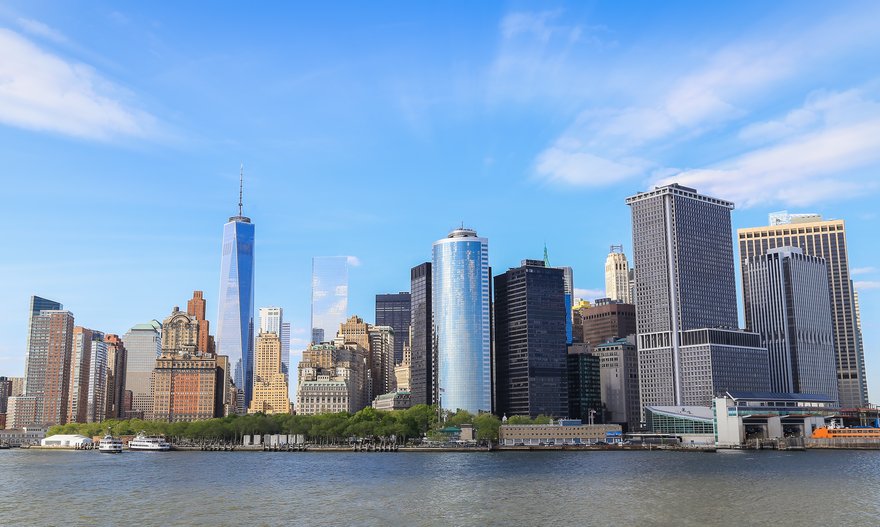 Financial District of New York City as seen from the Hudson River