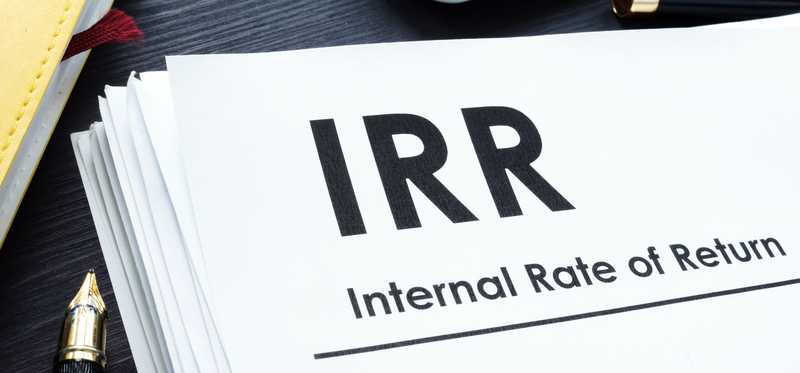 Internal Rate of Return IRR report on a table.
