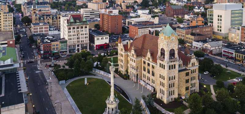 Aerial shot of Scranton, Pennsylvania.