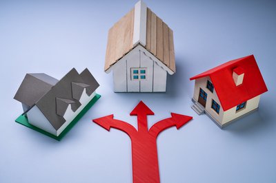 One arrow pointing to three separate pieces of real estate.