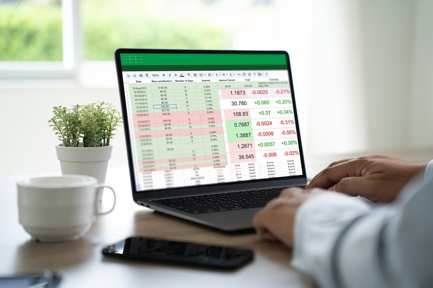 Spreadsheet on a computer
