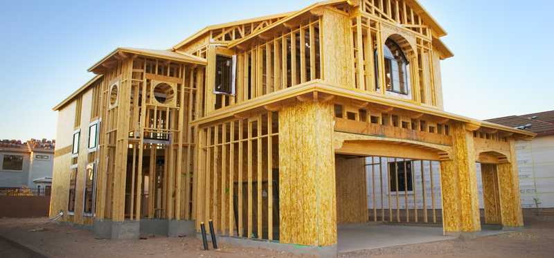 A house in the construction phase.