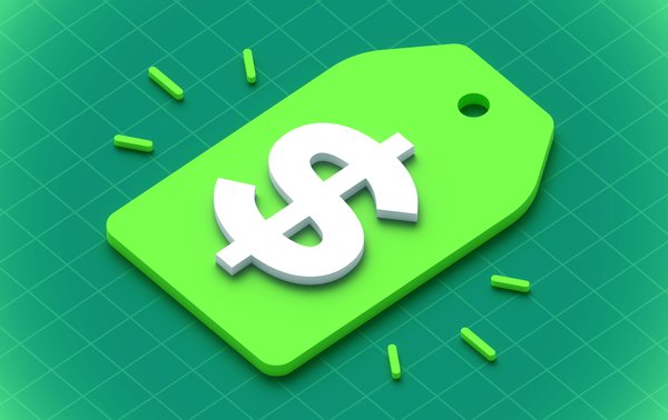 Green sales tag with dollar sign