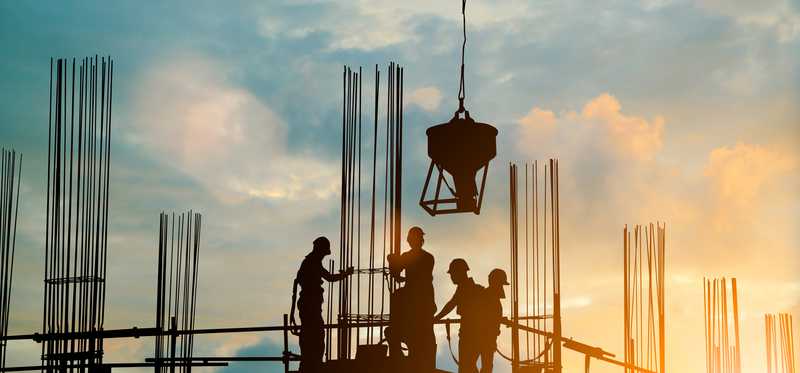 Industrial facility being built.