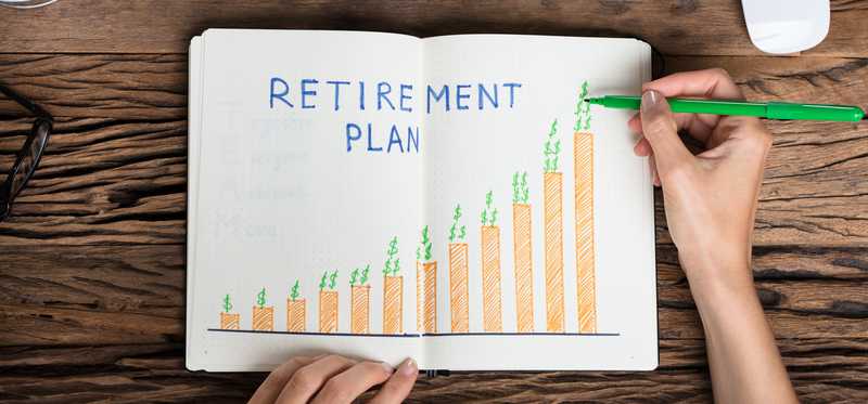 Retirement chart showing savings over time.