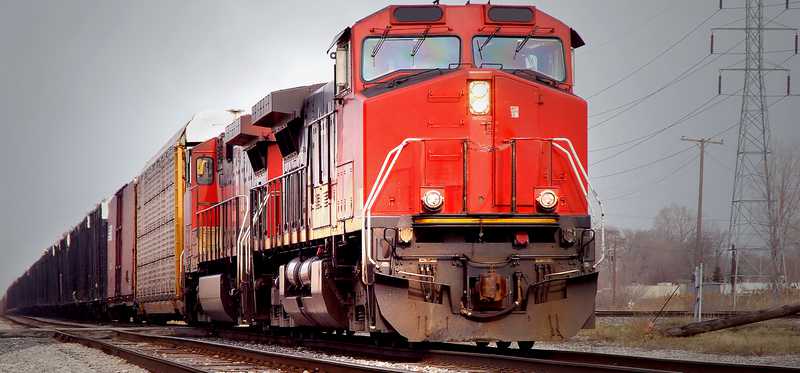 Freight train in motion