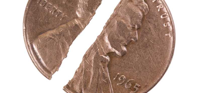 A penny broken in half.