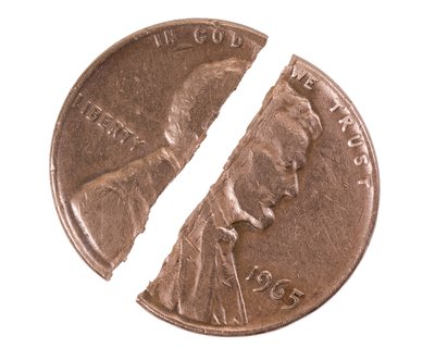 A penny broken in half.