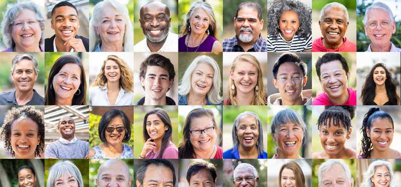 Faces of many different people.