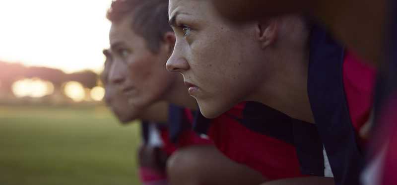 Racers look determined as they are about to start running.