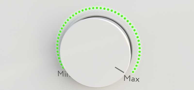 A dial turned to maximum.