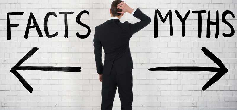 A person scratching their head, looking at the words Myths and Facts.