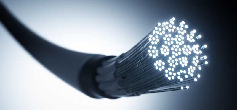 A close-up of fiber optic cable.