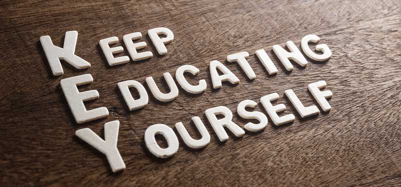 We see the words keep educating yourself, with their starting letters forming the word KEY.