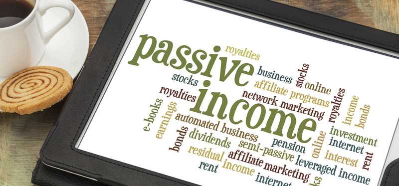 The words Passive Income with some examples of it.