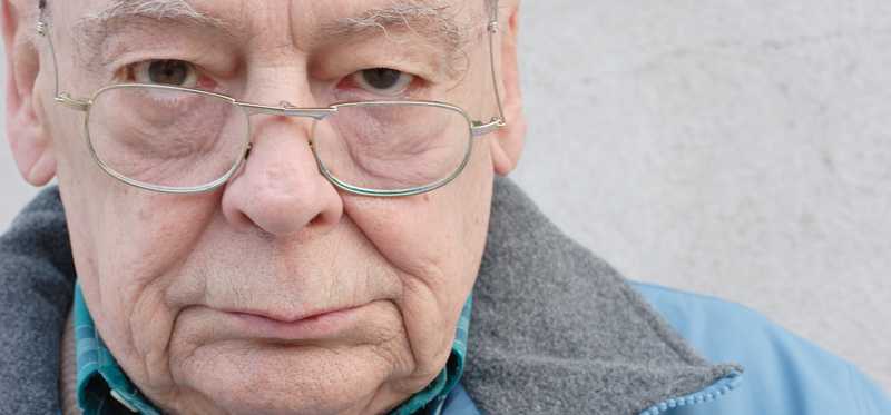 A person's face frowning.