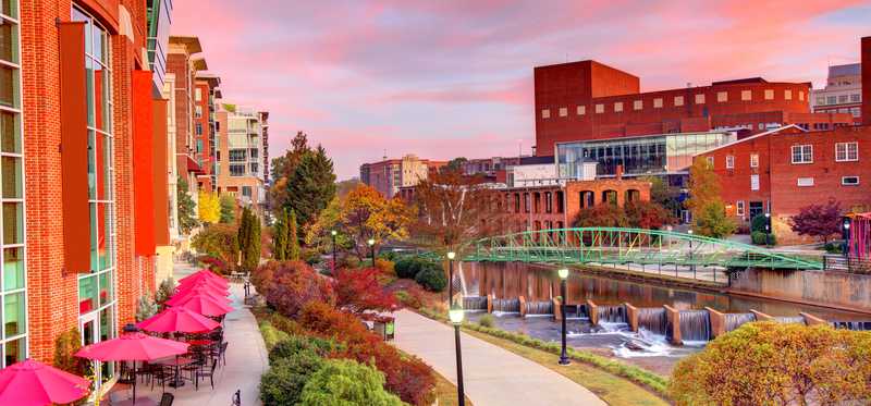 A view of downtown Greenville, South Carolina.