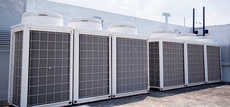 HVAC units on roof of building.