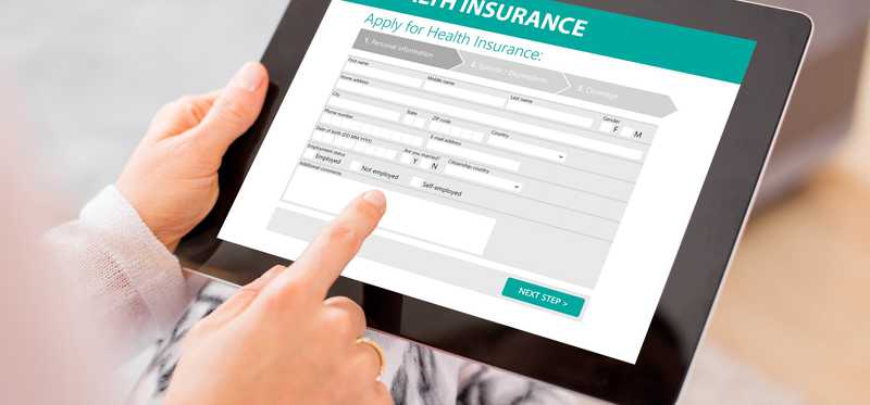 Health insurance application on tablet