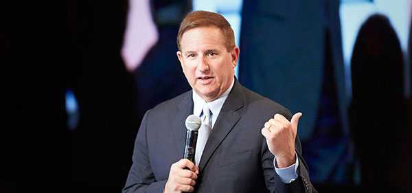 Mark Hurd gives a speech