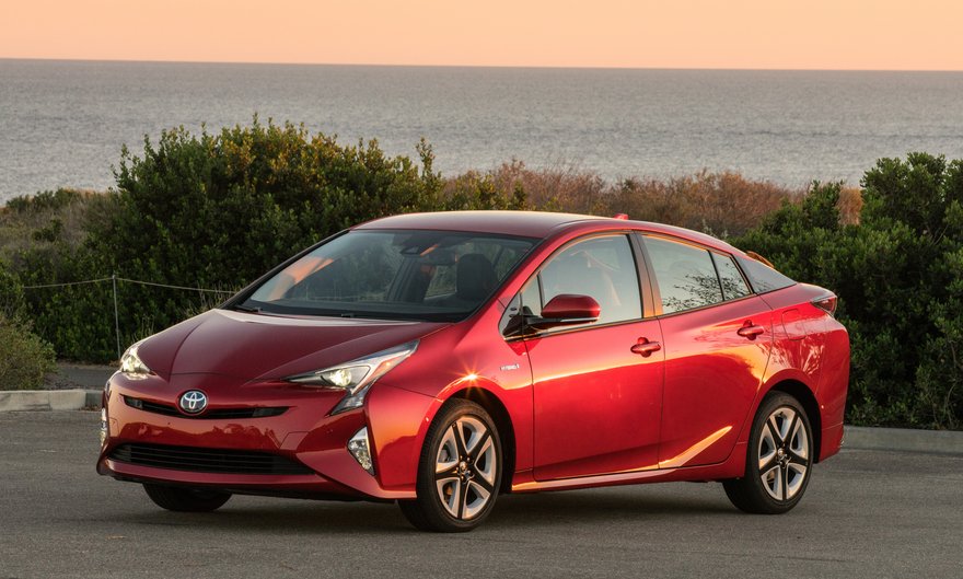 A Toyota Prius hybrid car.