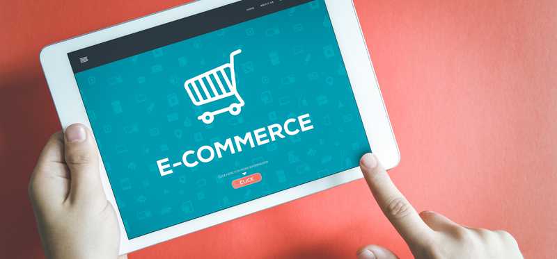 An e-commerce icon on a tablet.