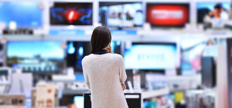 A person in an electronics store.