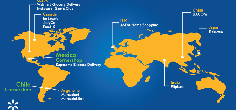 Image of Walmart global partnerships map.