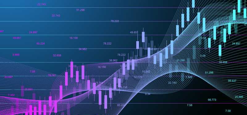 A digital stock market chart going up.