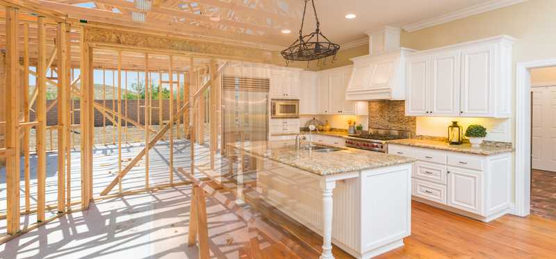 A kitchen partway through a remodel.