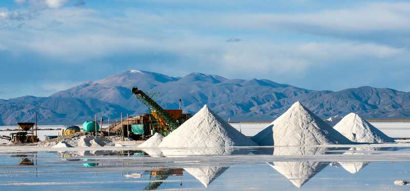 Salt piles at a lithium mine.