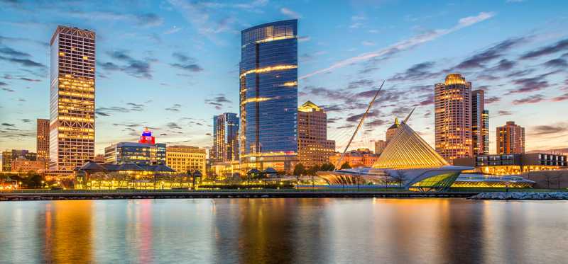 Milwaukee lakefront skyline.