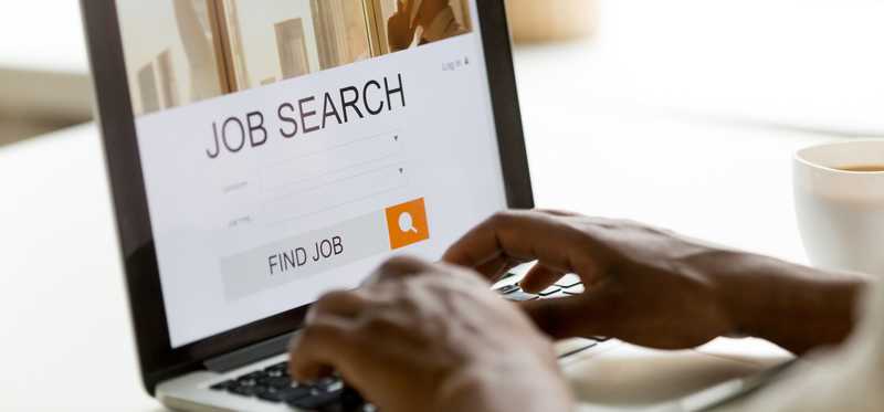 Person on laptop using a Job Search website.
