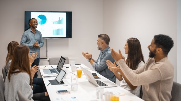 Man presenting to group of investors
