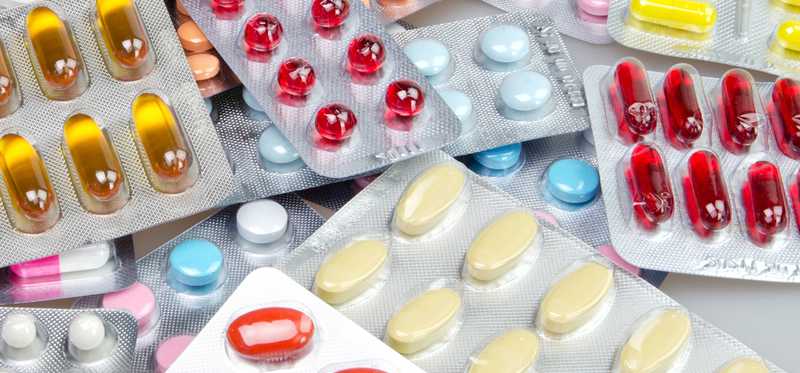 A pile of pills in plastic.