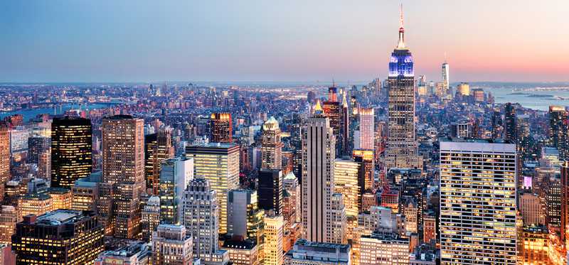 NYC skyline, aerial view.
