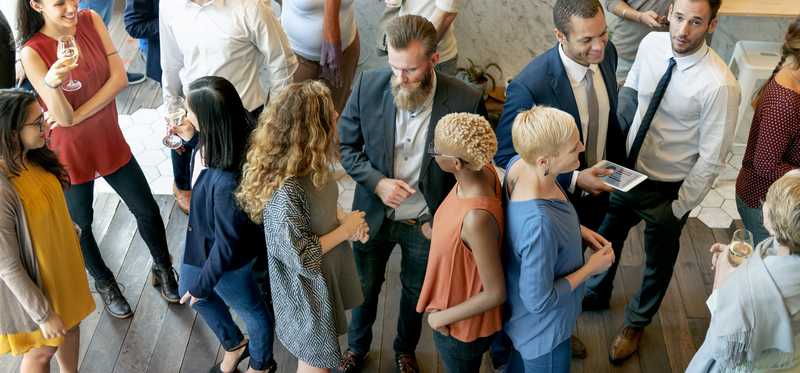People mingle at an event