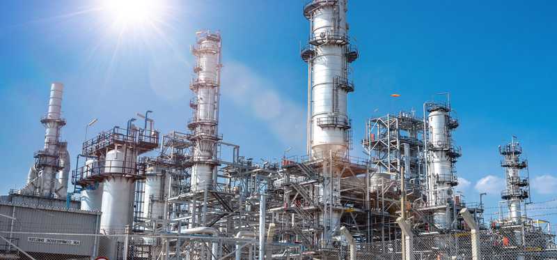 A large oil refinery.