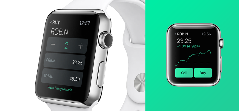 Robinhood stock quote on Apple Watch.
