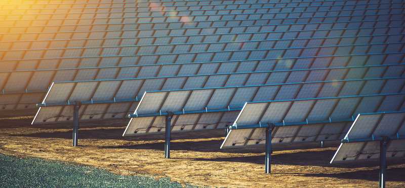 Rows of solar panels.