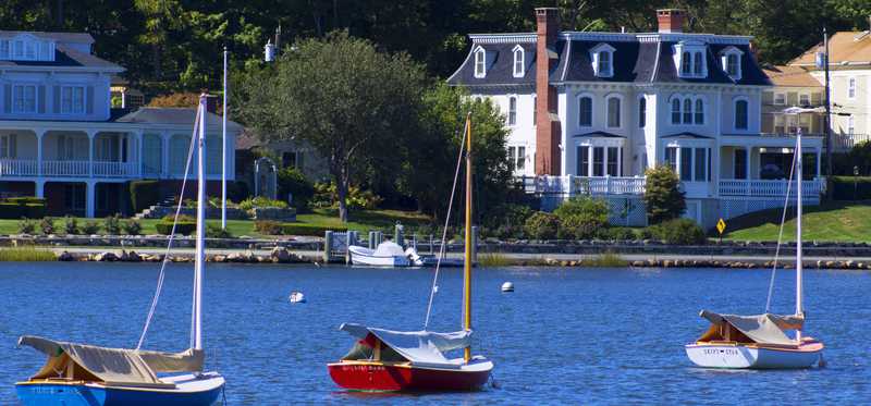Sailboats in a Connecticut harbor.