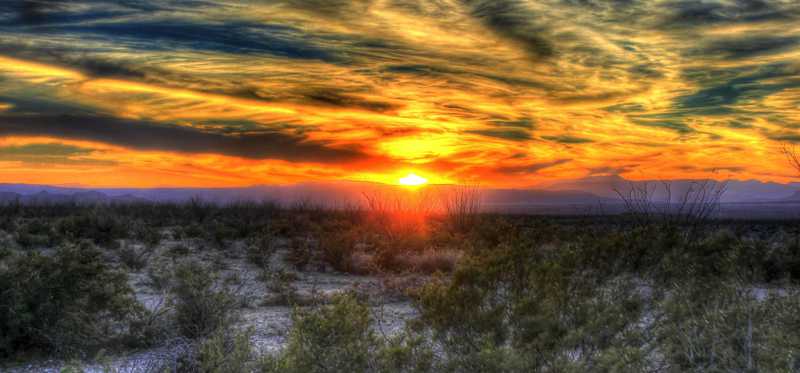 A sunset in the desert.