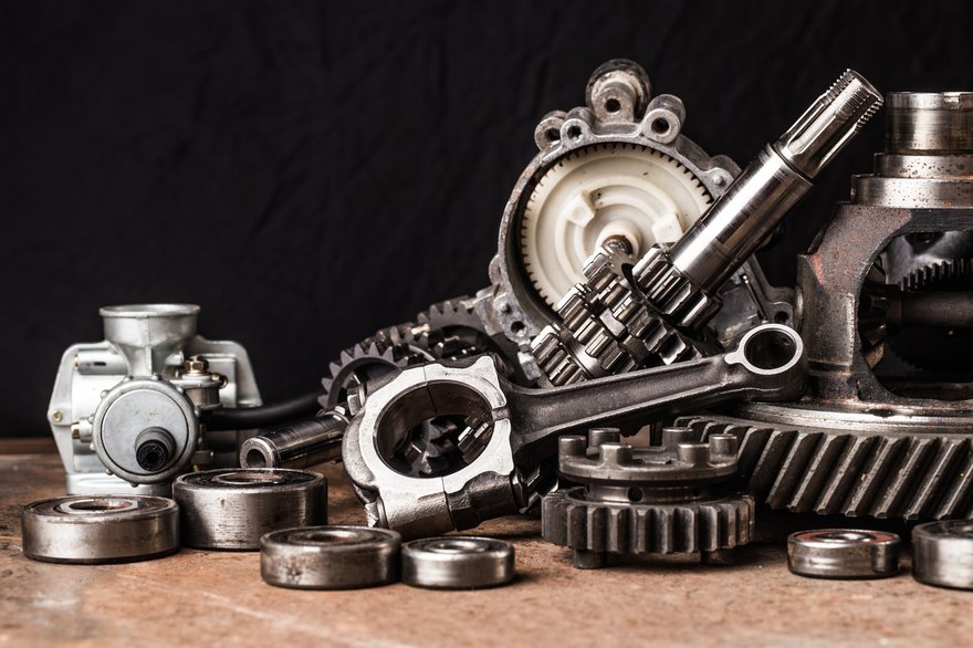 Automotive parts in a pile.