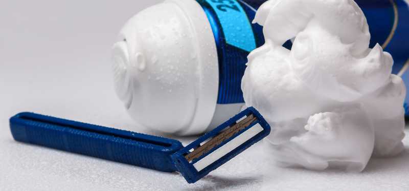 Shaving cream and razor.