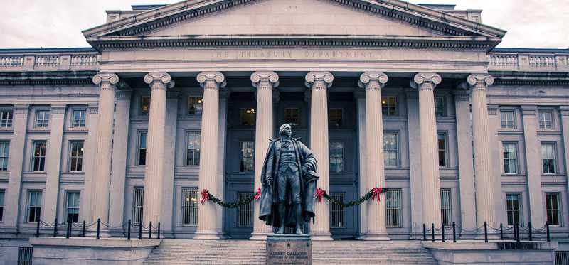 The U.S. Treasury building.