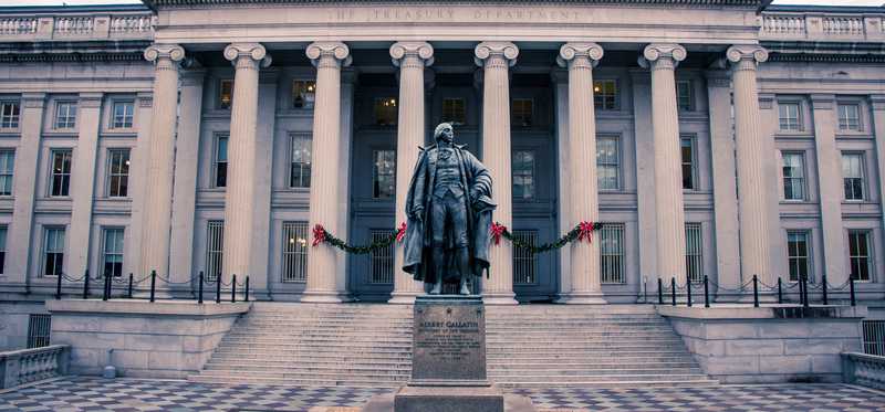 The U.S. Treasury building.