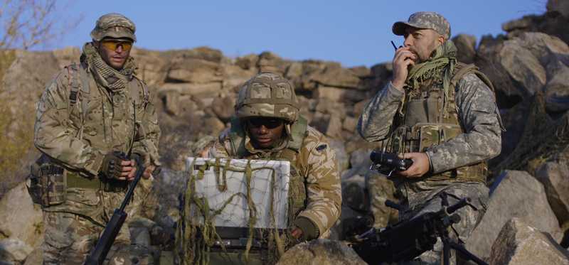 Soldiers communicating.
