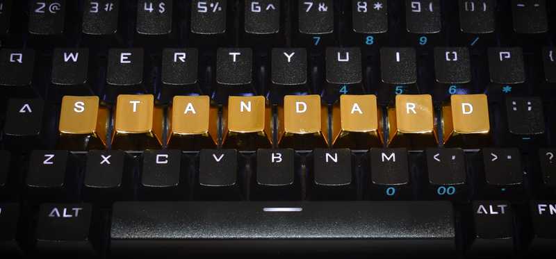 Keyboard keys rearranged to read STANDARD.