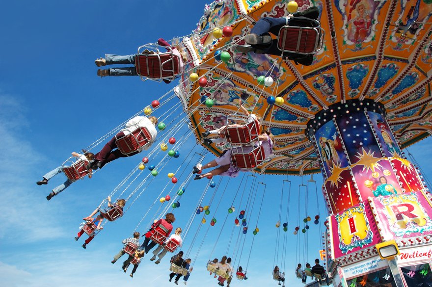 Swing ride at an amusement park.