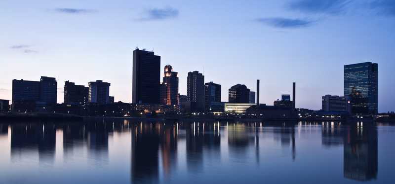 Toledo, Ohio, skyline at night.